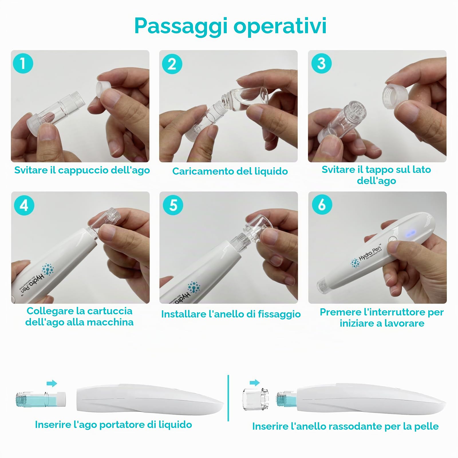 Microneedling Hydra Pen H2, Applicatore di Siero Hydra Pen Professionale per Uso Personale a Casa, con 22 Cartucce di Ricambio con Aghi