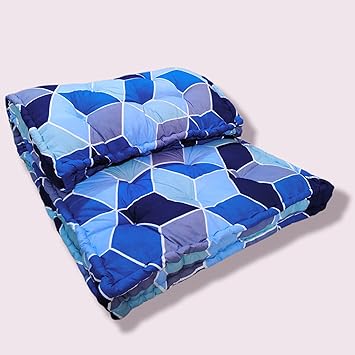 Deevine Craft Soft Thick 5-Inch Cotton Box Mattress | Gadda Medium Firm Soft Cotton Blue Design Mattress | Cotton Box Rectangle Type Single Bed Mattress (5X6 ft or 72X60X5 Inches) Shades of Blue