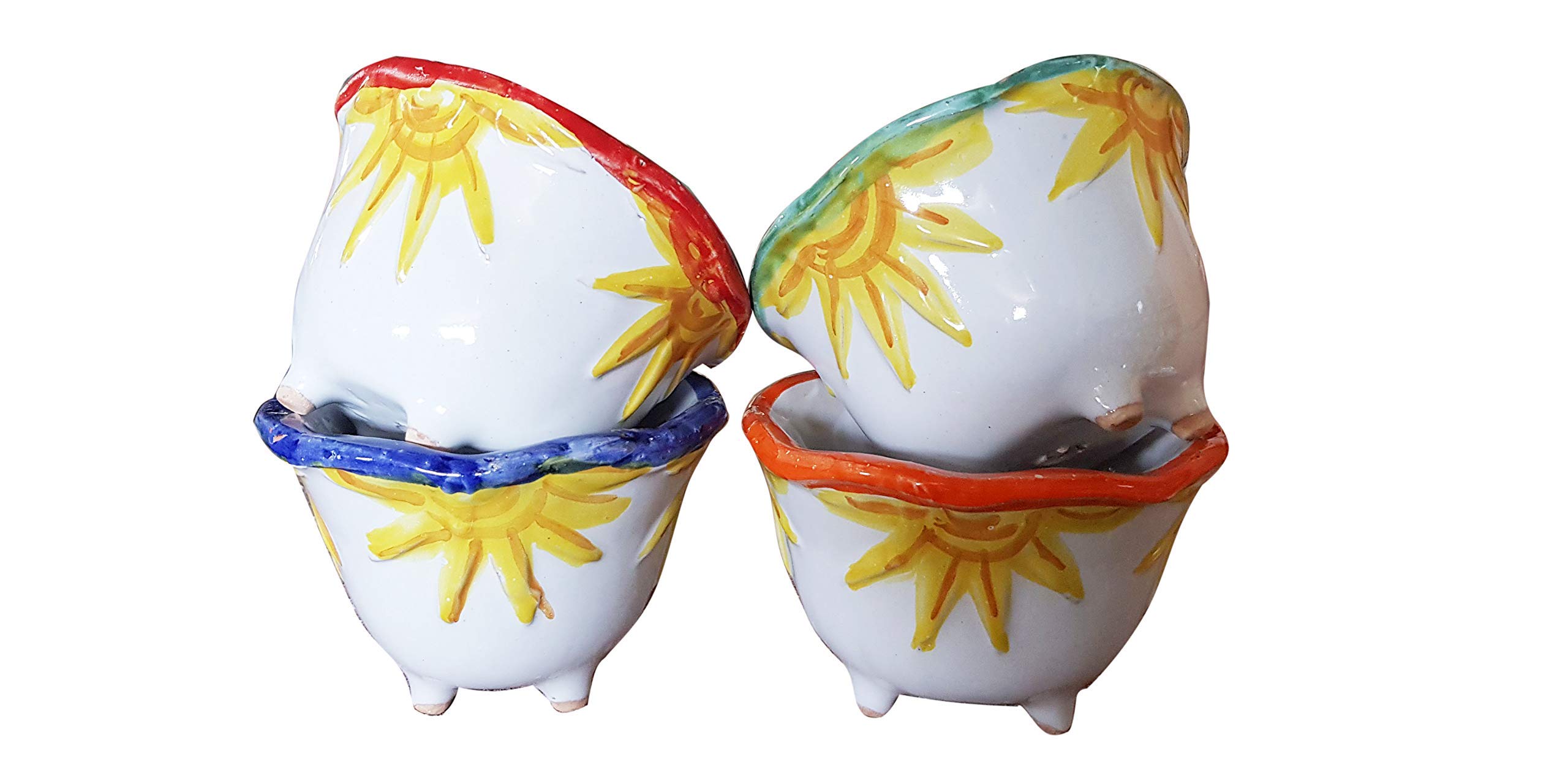 Generico Vasi Colorati in Ceramica di Vietri Dipinti a Mano (10 Pezzi con Misure Diverse), Fioriera Vaso Cachepot Terracotta Maiolica per Interni ed Esterni