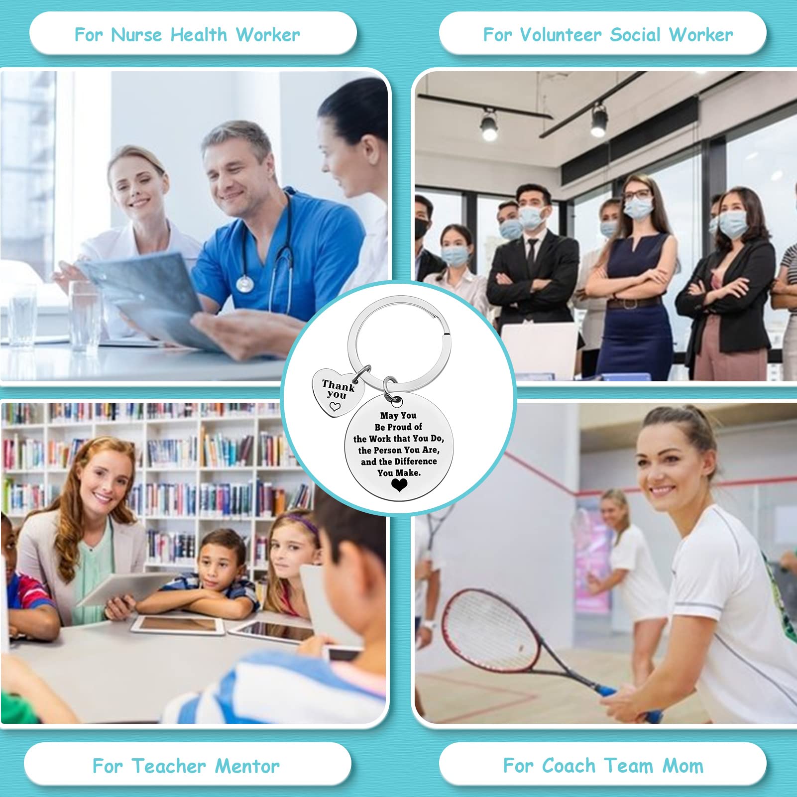 Ximalun 20 Pcs Thank You Gifts Appreciation Keyring Make a Difference Keyring Thank You Gifts for Employee Colleagues Staff Appreciation Gifts for Nurse Teacher Coach Social Worker Bus Driver - Image 3