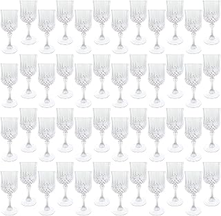 Plastic Wine Glasses,Plastic Goblets Vintage Style Cordial Drinking Glasses for Wedding Reception, Grand Event Party Supplies (100, transparent)