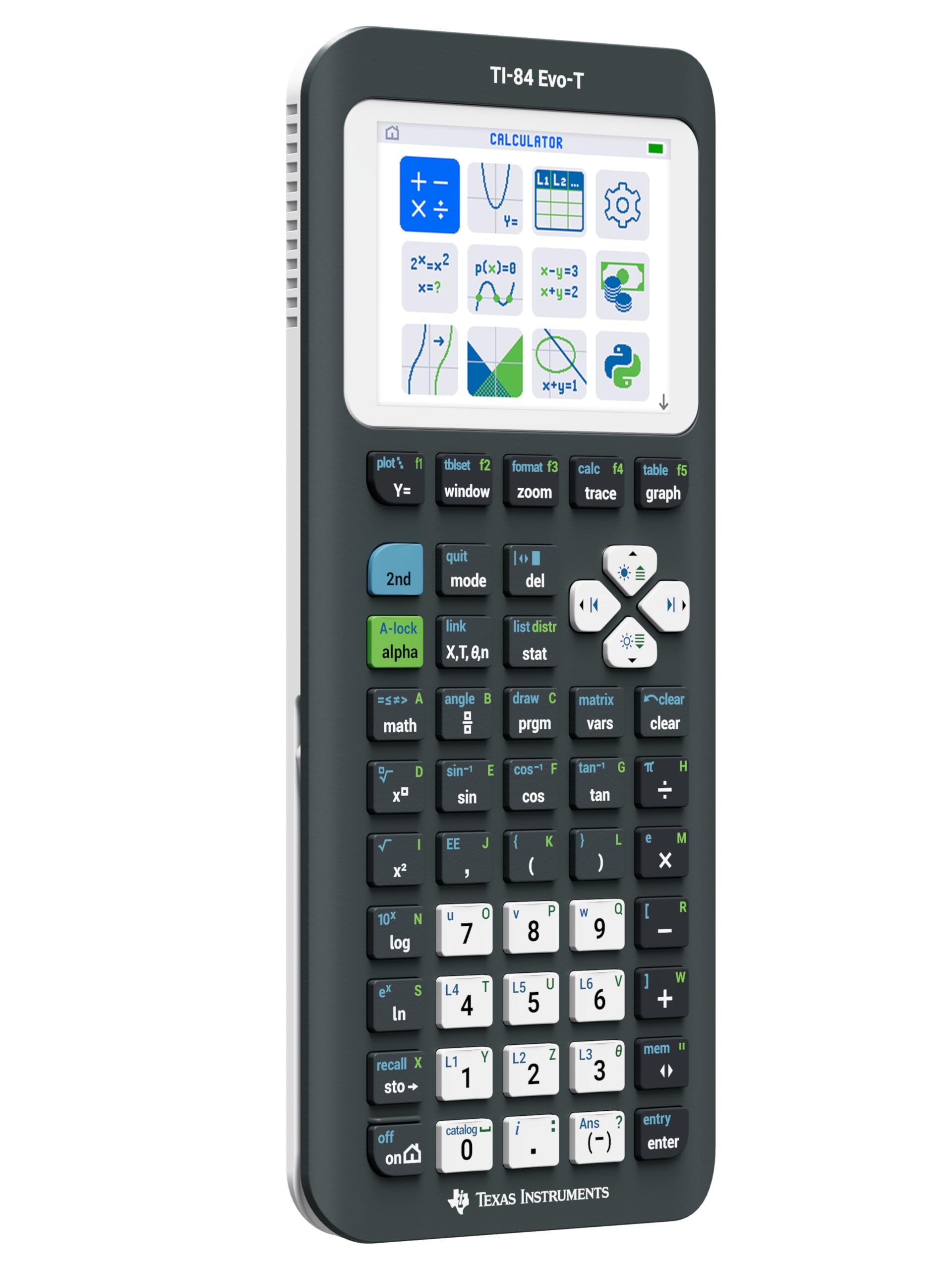 Texas Instruments TI-84 Evo-T Calcolatrice grafica, supporto Python, ricaricabile, USB-C, modalità di prova