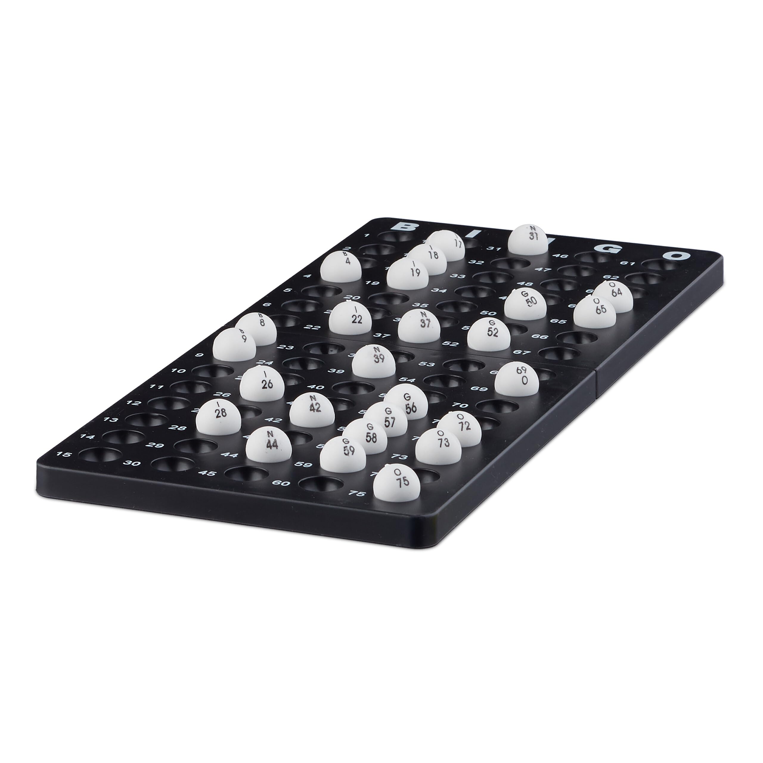 Relaxdays 10021014 Bingo gra z metalowym bębnem wys. x szer. x gł.: 20 x 17,5 x 21,5 cm bilety bingo, kulki, żetony, plansze do gry, czarne