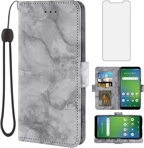 Asuwish Funda para teléfono Cricket Vision Plus 2022 con protector de pantalla de vidrio templado y funda tipo cartera de mármol, soporte para disponible en Yaxa Peru
