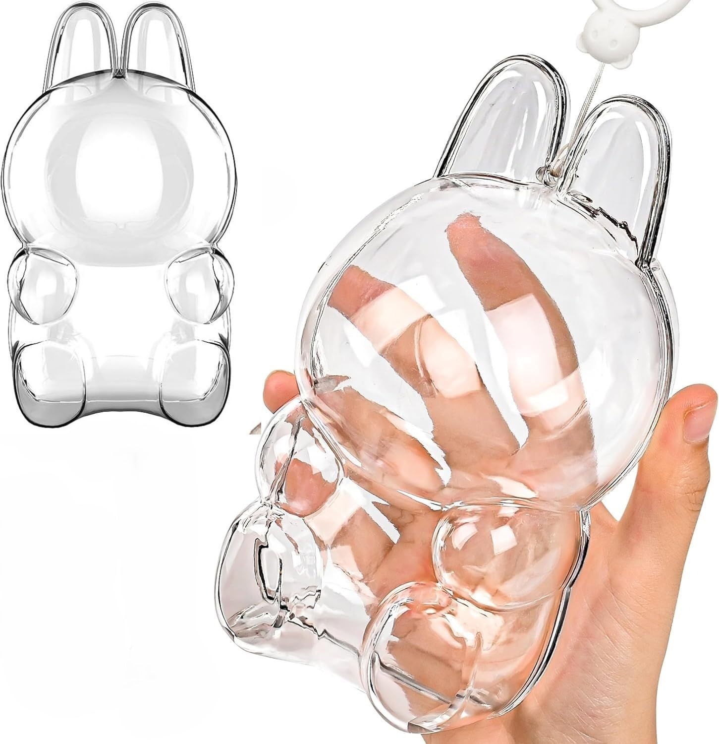 HD Clear Figure Display Protective Case Compatible with LABUB The Monsters Have a Seat, Display Stand Acrylic Case Cover Accessories with Silicone Strap White - Sitting Case, (Doll Not Include)