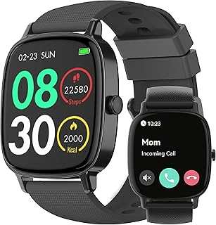 Horafit Smart Watches for Men Women (Answer/Make Calls), 1.85" HD Screen IP68 Waterproof, Fitness Tracker for iPhone Android Phones, Heart Rate Sleep SpO2(Blood Oxgen) Monitor 100+ Sports, 2 Straps