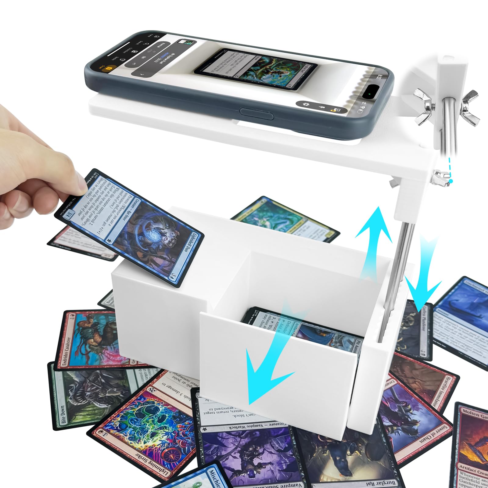 Amazon.com: YupeTryp MTG Card Scanner Stand for ManaBox, Easily Scanning  Magic The Gathering Cards, Height & Position Adjustable Phone Holder, TCG  Card Slinger for Fast Scan & Price Check, Pro MTG Accessories :