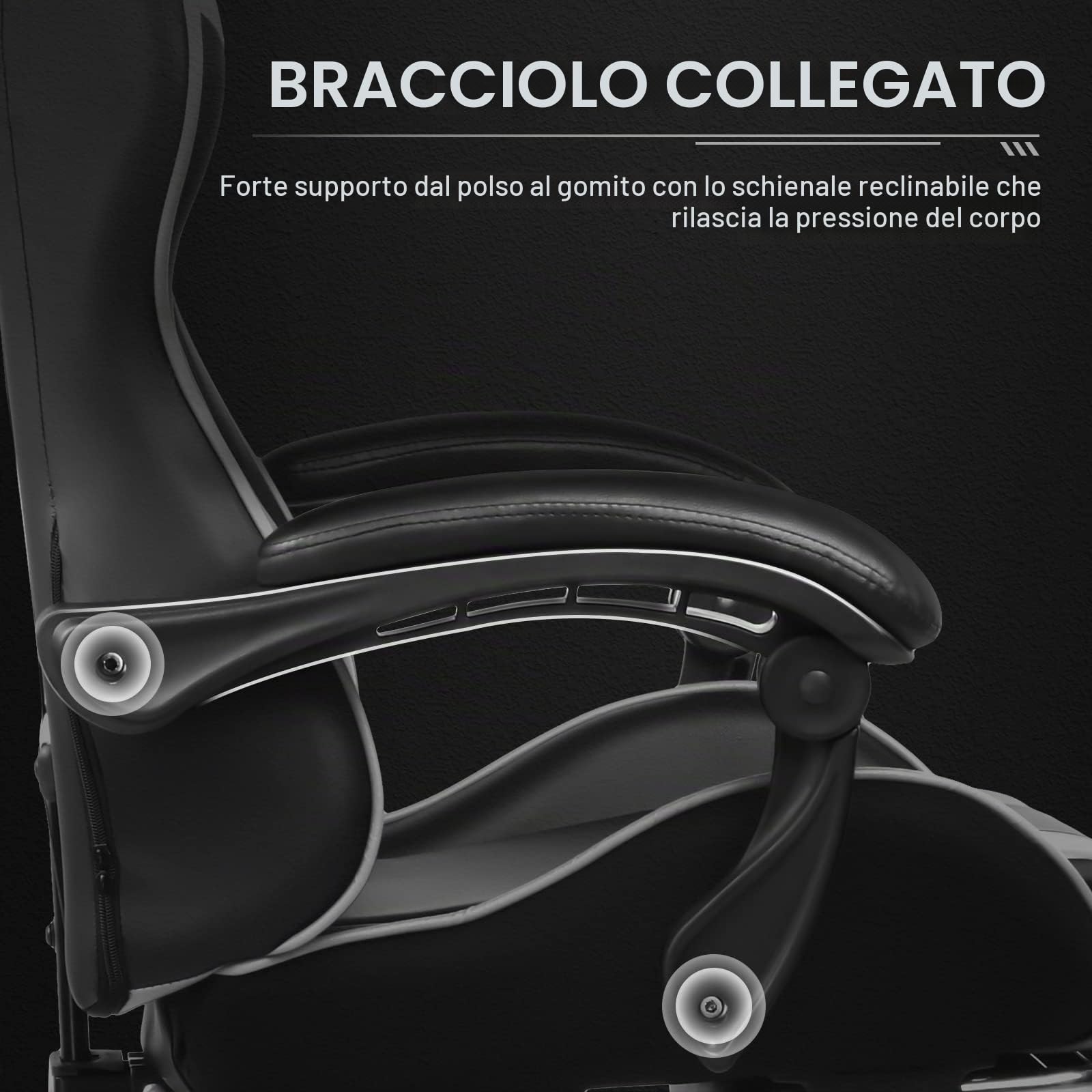 GTPLAYER Sedia da gaming massaggiante ergonomica per computer, con poggiapiedi e supporto lombare, regolabile in altezza, sedile girevole a 360° e poggiatesta, per ufficio, colore bianco