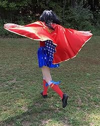 Wonder Woman Suit Up Knee High Socks With Shiny Cape Womens DC Comics Justice Le - Foto 7