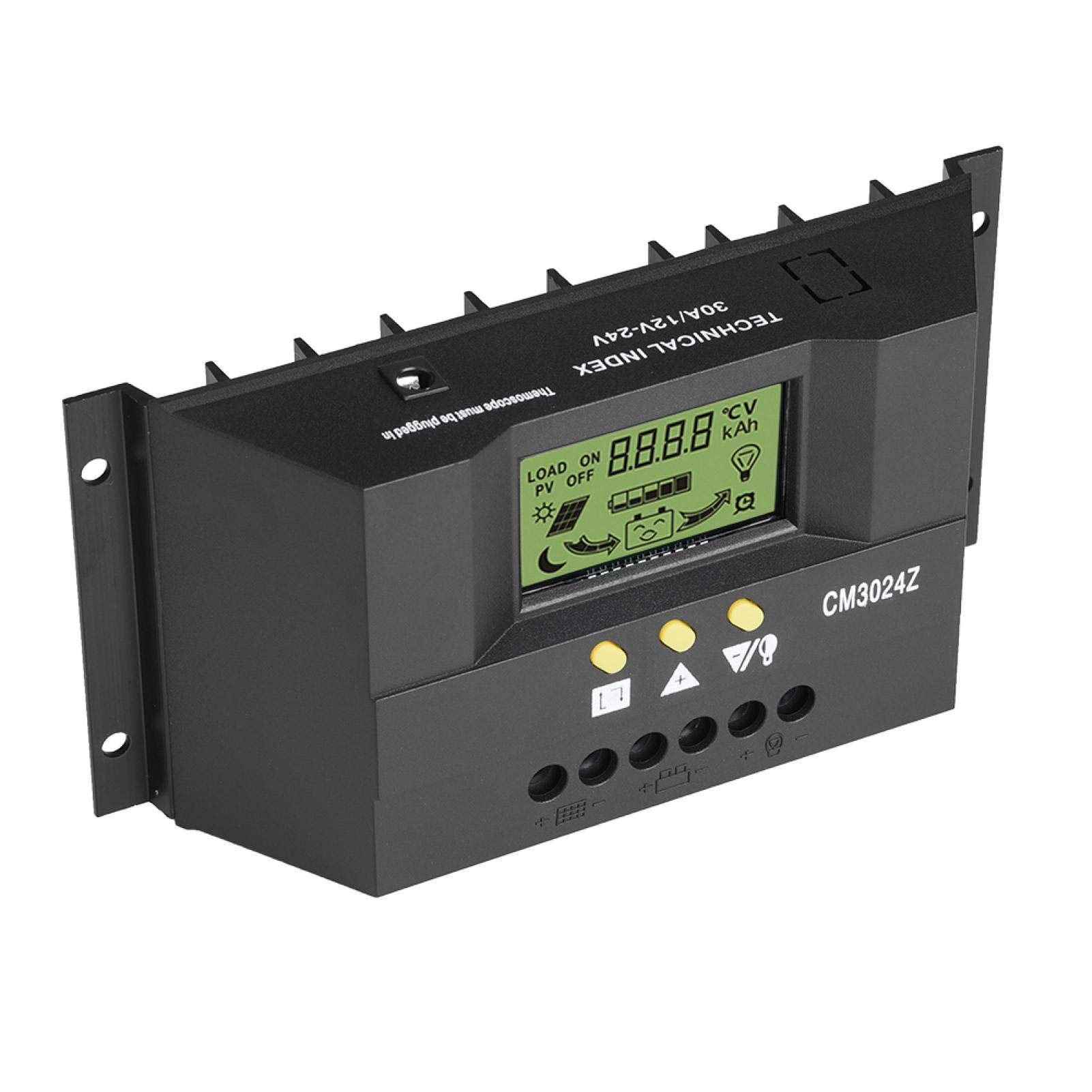 Dual-USB-Solarladeregler, PWM Intelligenter Solarpanel-Laderegler Regler LCD-Display 12V 24V 30A zum Anschließen von Batterie, Solarpanel und DC-Last