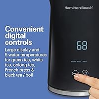 Vista 4 de Hamilton Beach Hervidor de té eléctrico con control de temperatura digital y molinillo de café eléctrico para granos
