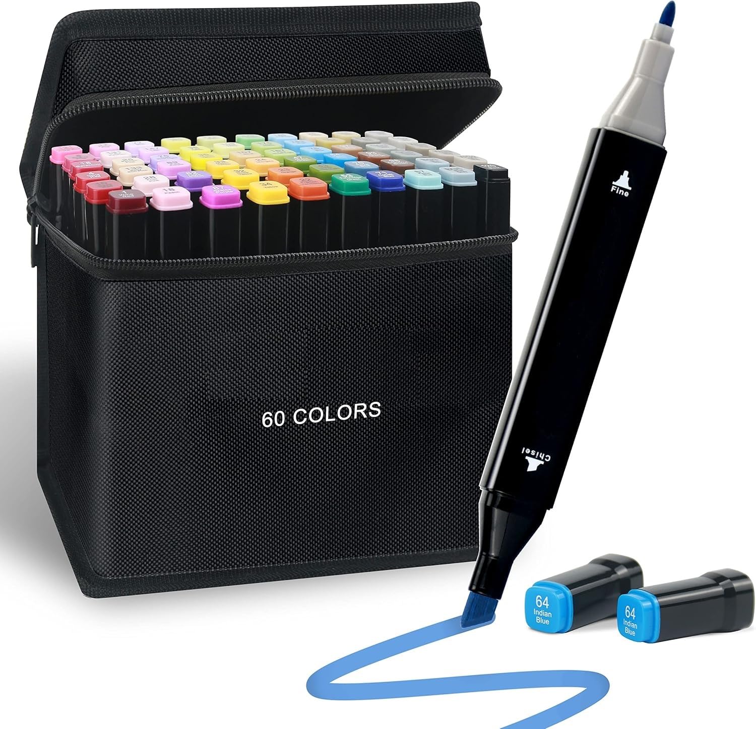 Wynhard Alcohol Markers art markers set Drawing Markers colour markers Dual Tip Brush Pens & Chisel Alcohol Based Art Markers for Kids, Adults Coloring Twin Markers Set 60 Pcs, Multicolor