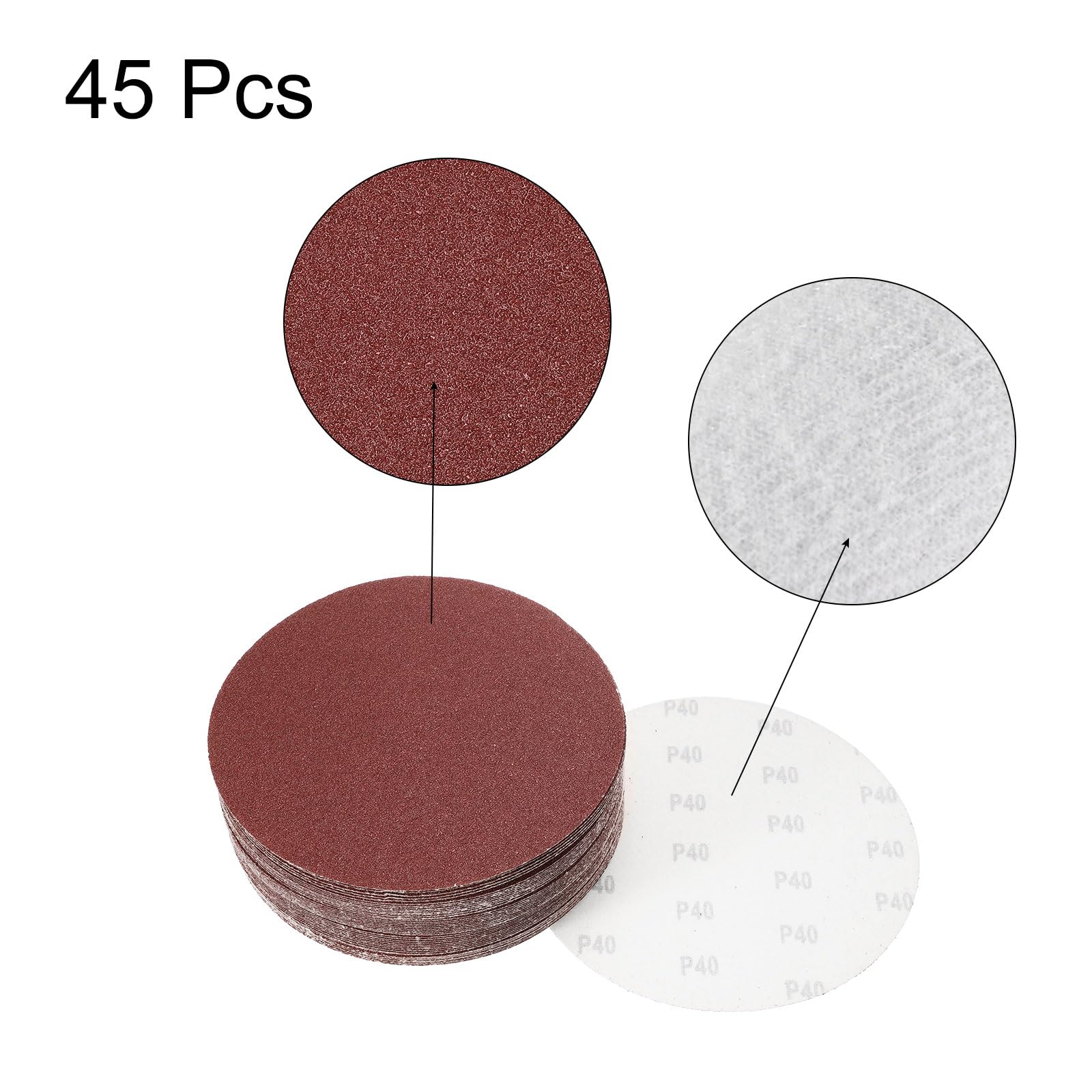 QUARKZMAN Dischi Di Levigatura A Strappo 8" Grana 40 Carta Vetrata All'ossido Di Alluminio Per Levigatrice Orbitale Legno Metallico Lucidatura A Secco 45 Pezzi