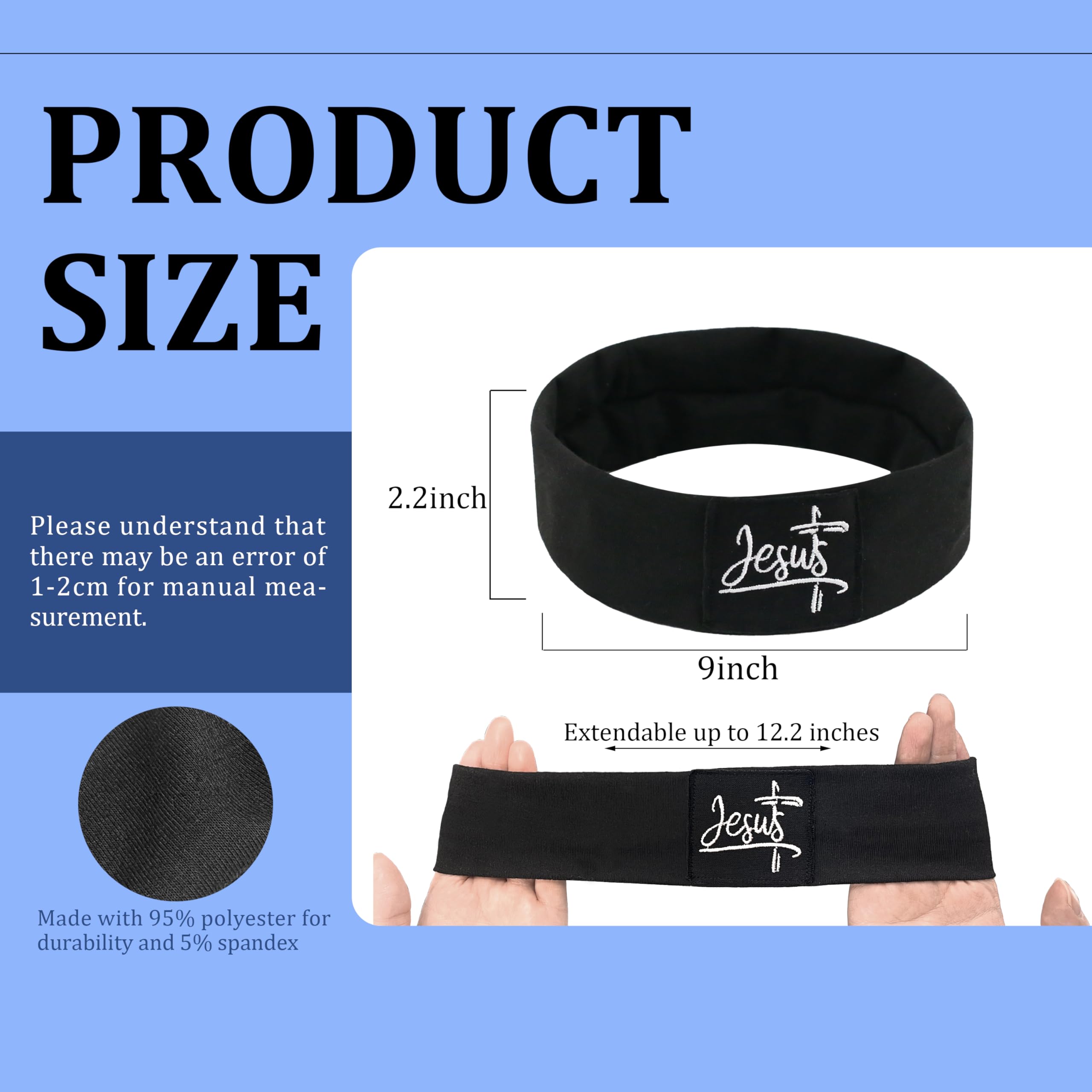 Yuibthr Headbands for Women - Non Slip Stylish Sports Hair Bands, Soft Elastic Cloth Fabric Headband for Workout Yoga Running, Black (Jesus)