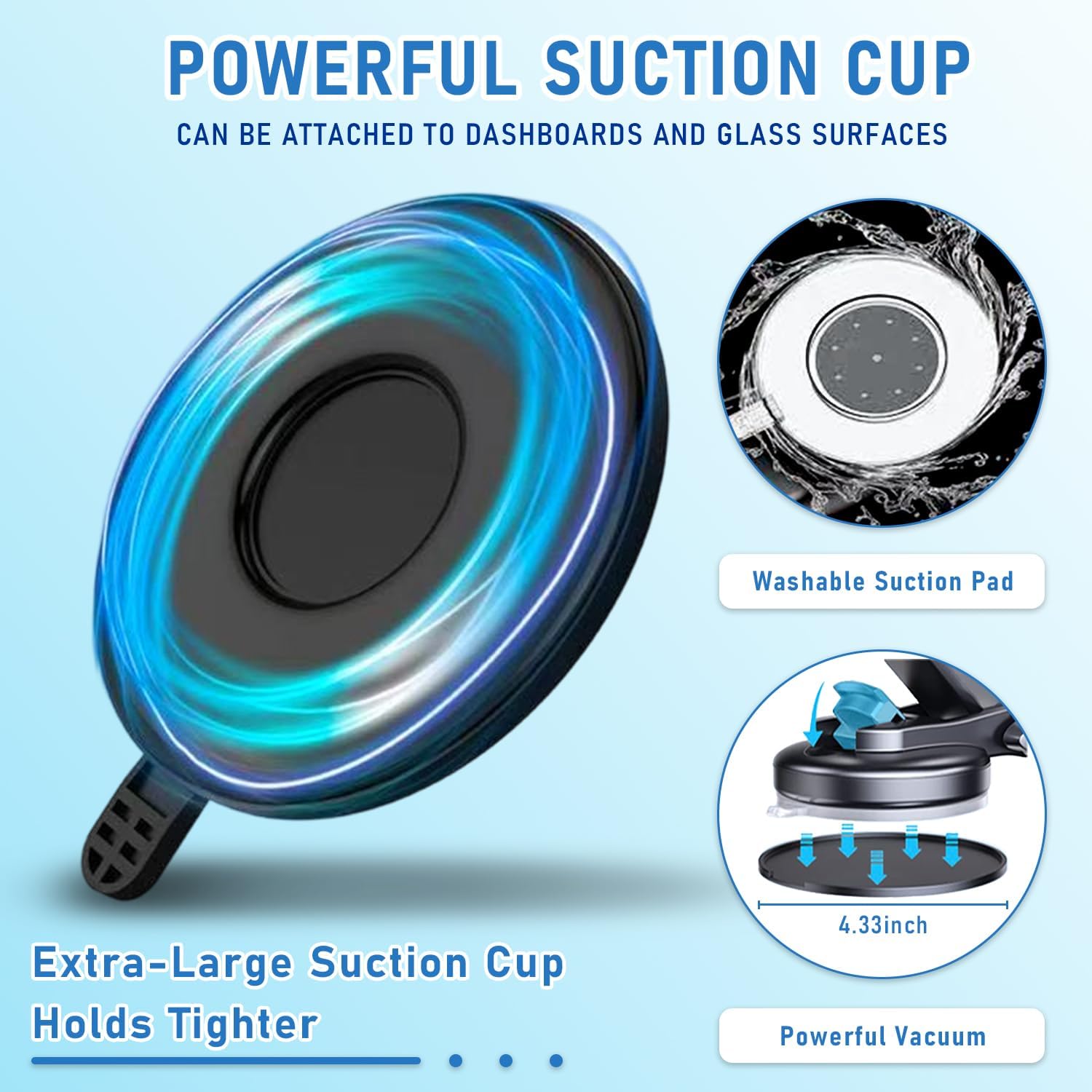 WUITIN Tablet Mount for Truck, Car Phone Holder,Dashboard Windshield Phone Holder 16.9 inch Long Arm,Super Suction Cup Compatible with Pickup Truck,4.7-12.9in Tablet & iPad