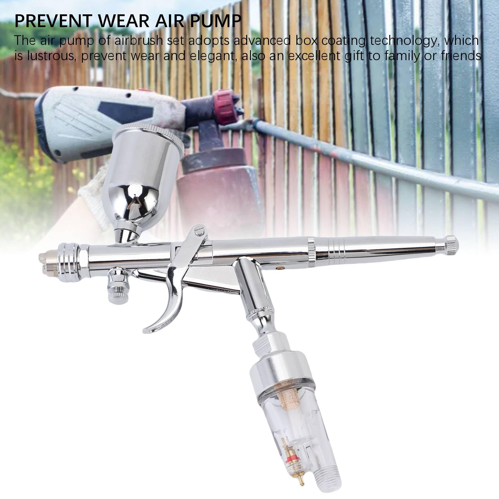 Alomejor Double Action Airbrush Set for Art Supplies | Elastyczne sterowanie, Łatwe do opanowania, Idealny do naprawy mebli, Wyposażony w dyszę 0,3 mm, Nadaje się do malowania