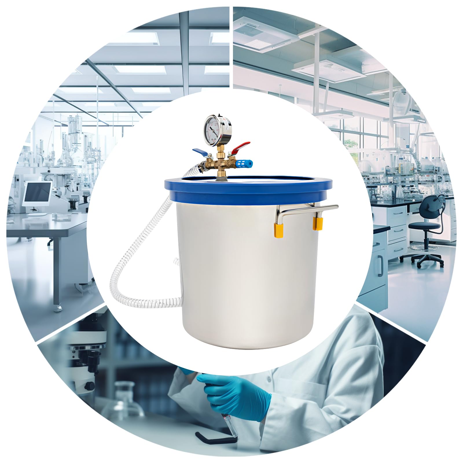 3 Gallon Vacuum Chamber with Lid Degassing Chamber, Stainless Steel Vacuum Chamber for Stabilizing Wood Degassing Siilicones Epoxies and EssentialOiils