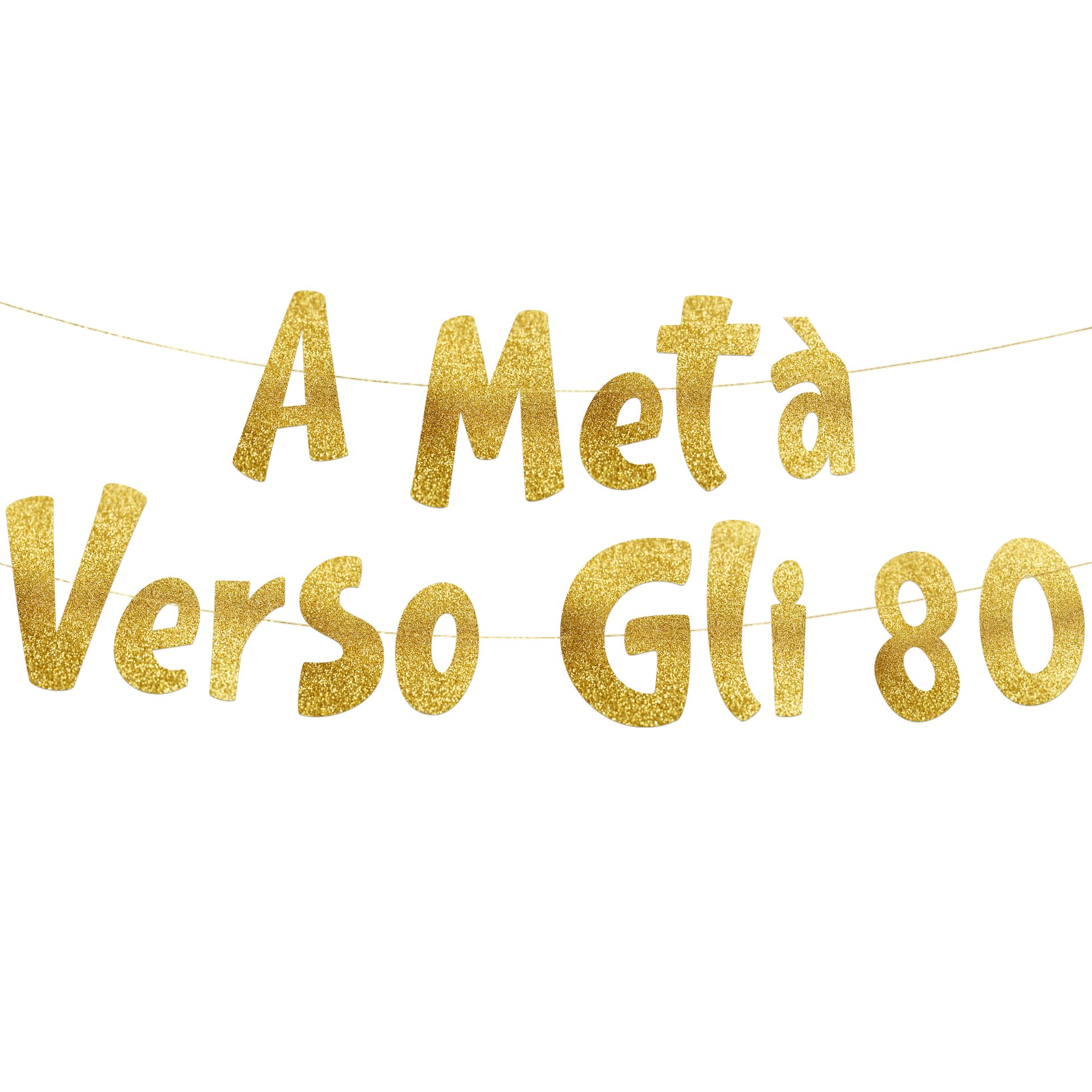 Striscione "20 + 20" Glitter Oro - Decorazione Per 40° Compleanno, Lunghezza 1.3 Metri - Foto 9