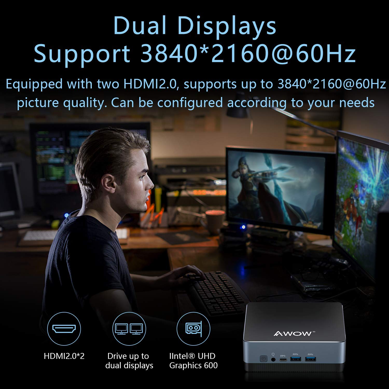 Mini PC AWOW TX33 Con Windows 10 Pro - Celeron N3350, 6GB RAM, 64GB SSD, Supporto M.2, Wi-Fi, Bluetooth, HDMI E VGA - 2