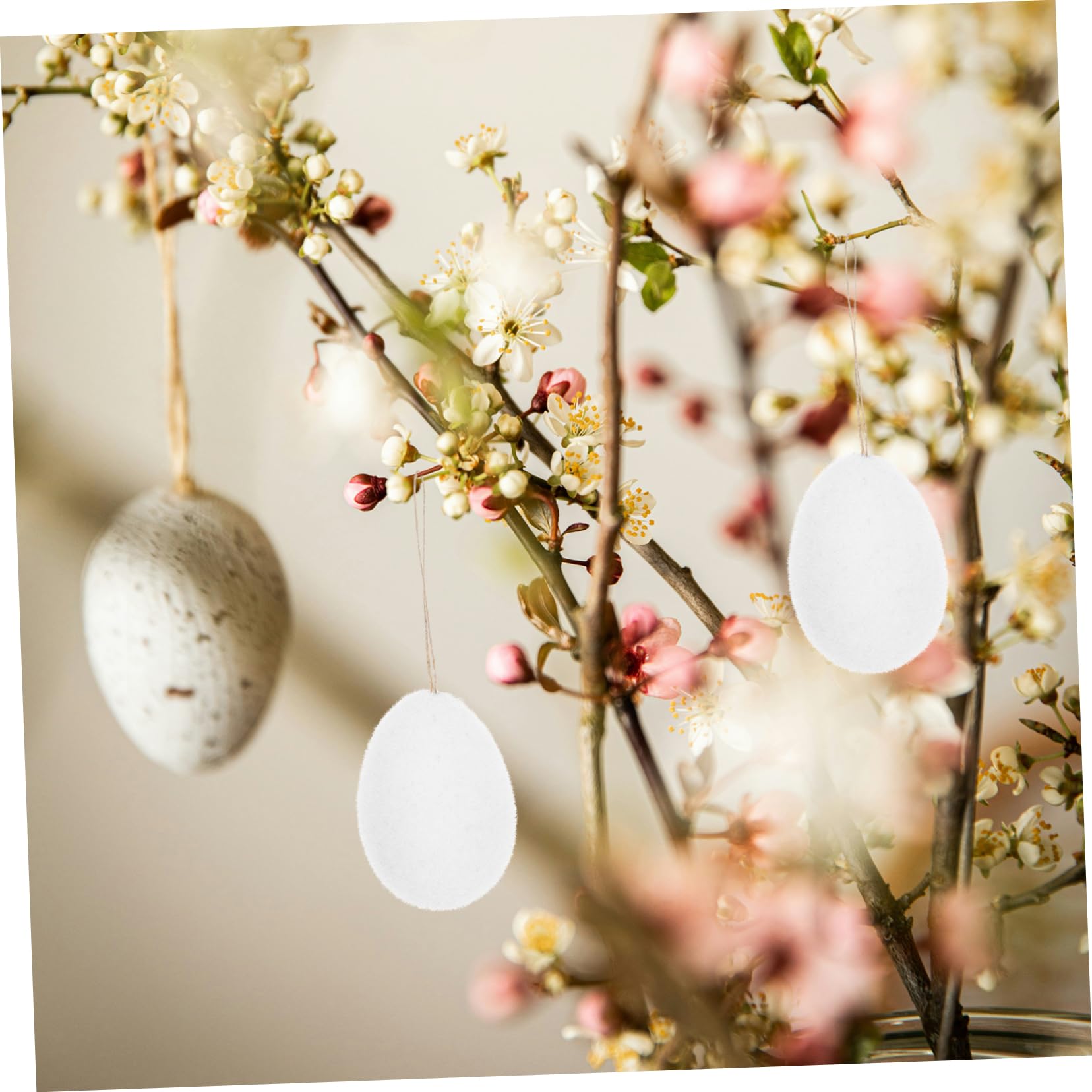 DECHOUS 36stücke Ostereier Dekorationen Für Osterfeiern Hängende Ostereier Flockmaterial Frühlingsdeko Für Festliche Und Kreative Osterdekoration