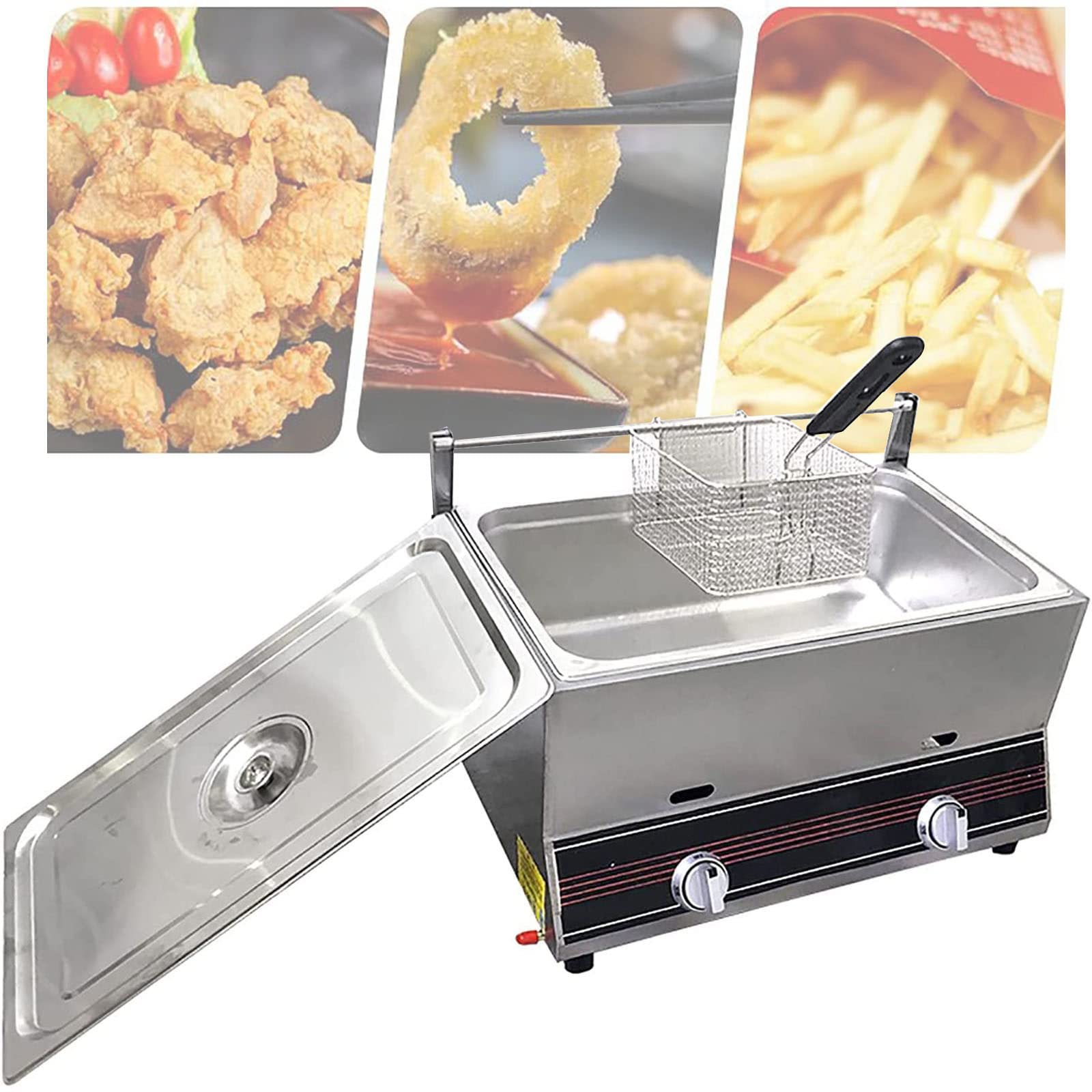 HTTGDGDH Commercial Deep Fryer, 20L Large Capacity Gas Fryer With Baskets,For French Fries, Restaurant,Natural Gas