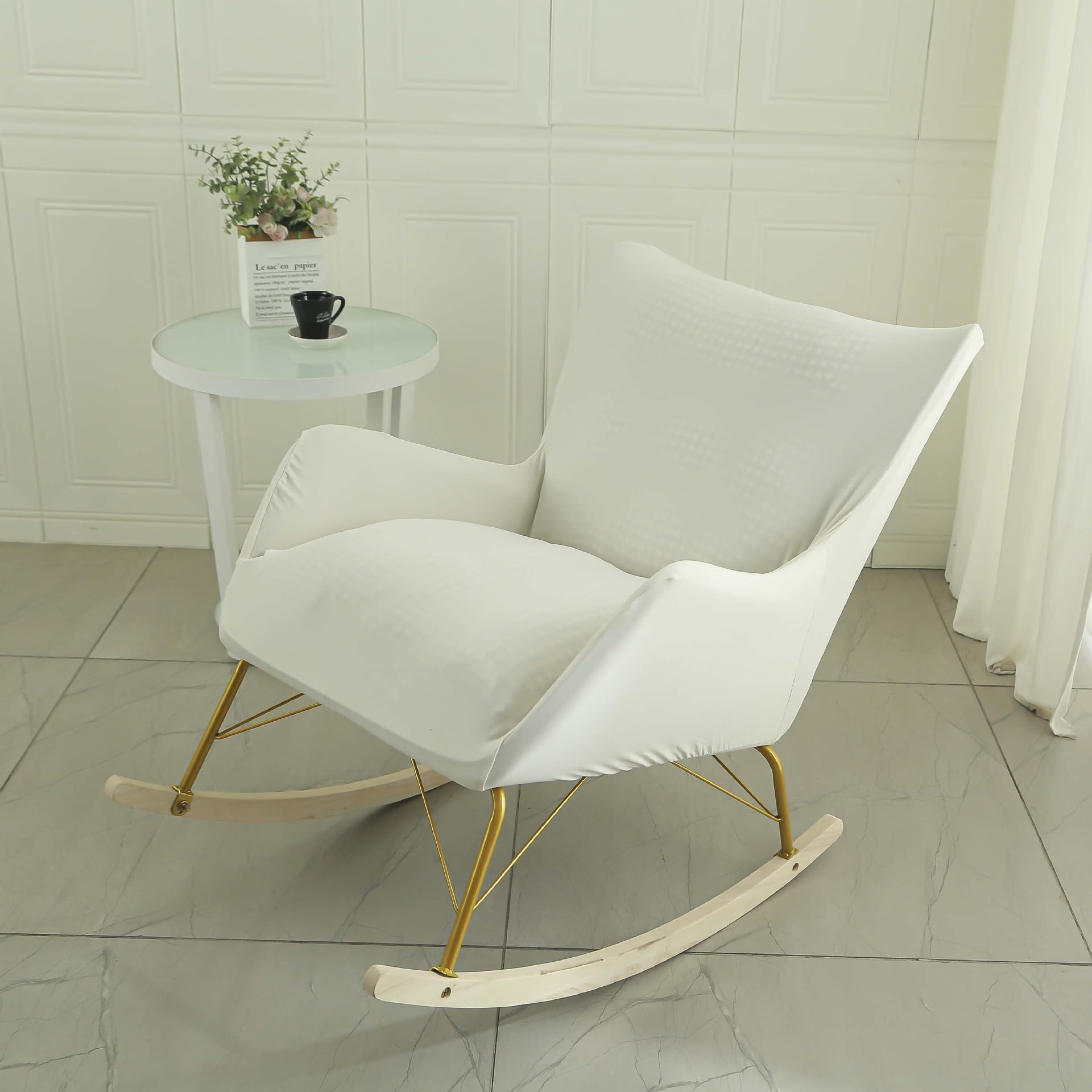 1 housse de fauteuil à bascule et fauteuil à bascule – Housse de fauteuil extensible, couverture complète, antidérapante – Protection de meubles pour salon, chambre à coucher, bureau (#3
