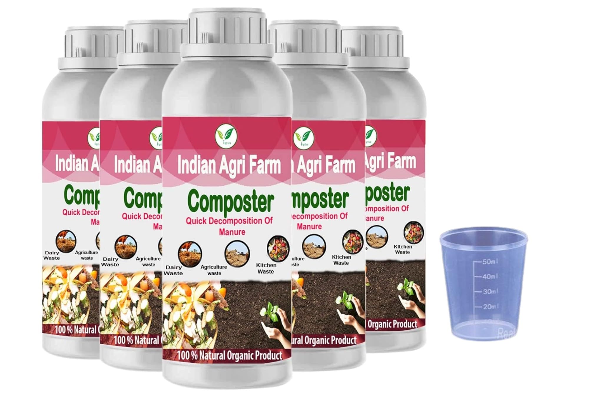 Iagrifarm Quick Decomposition Liquid - 5 Liter with Measuring Cup 50 Ml - Biodegradation of Organic Waste into Compost