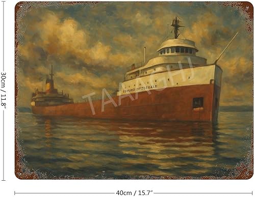 Miniatura 2 de Edmund Fitzgerald - Póster de metal para decoración de bares, estilo retro, 11.8 x 15.7 in