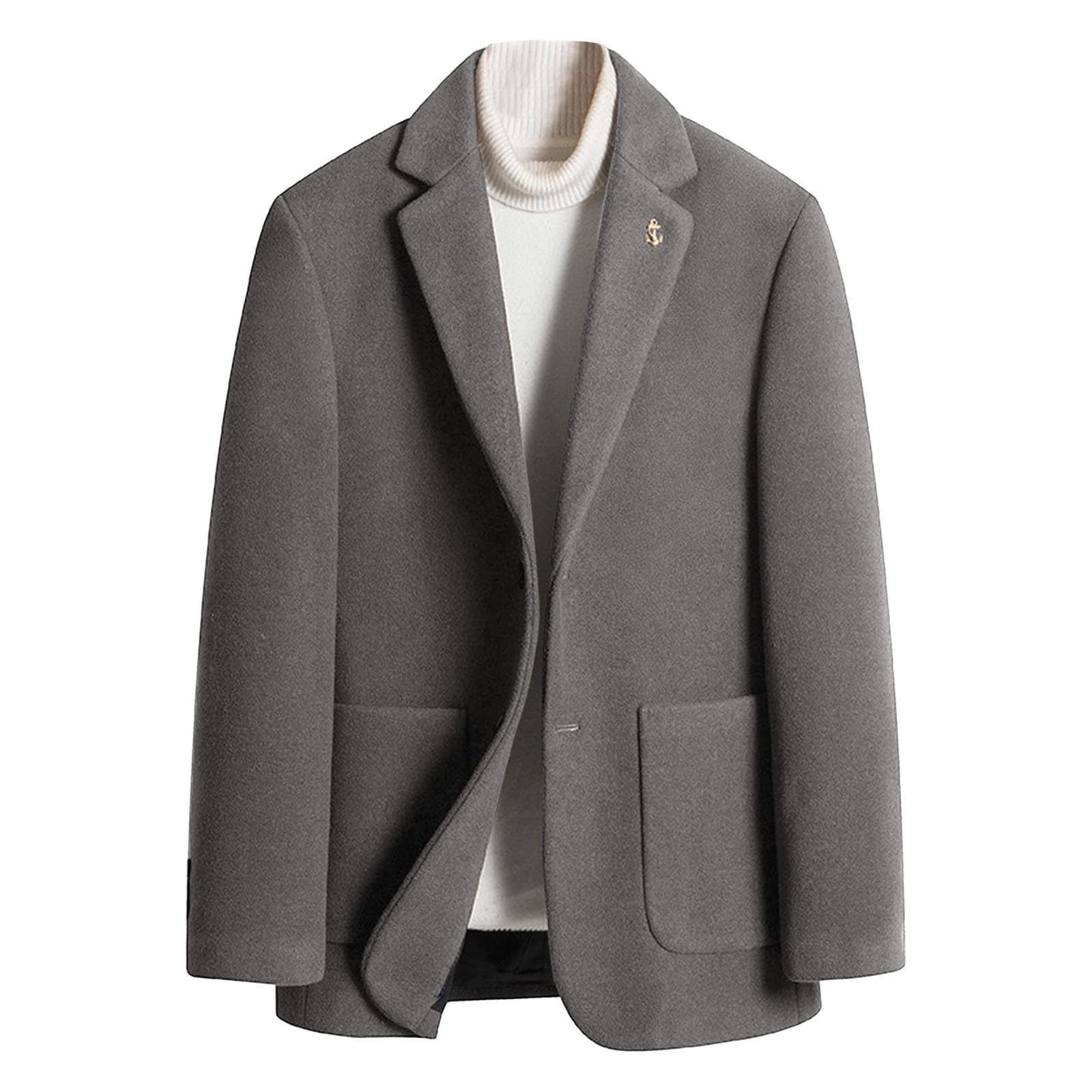 Generisch Giacca da uomo slim fit, giacca blazer per lavoro, matrimonio, tempo libero, giacca sportiva blazer in tweed con bottoni
