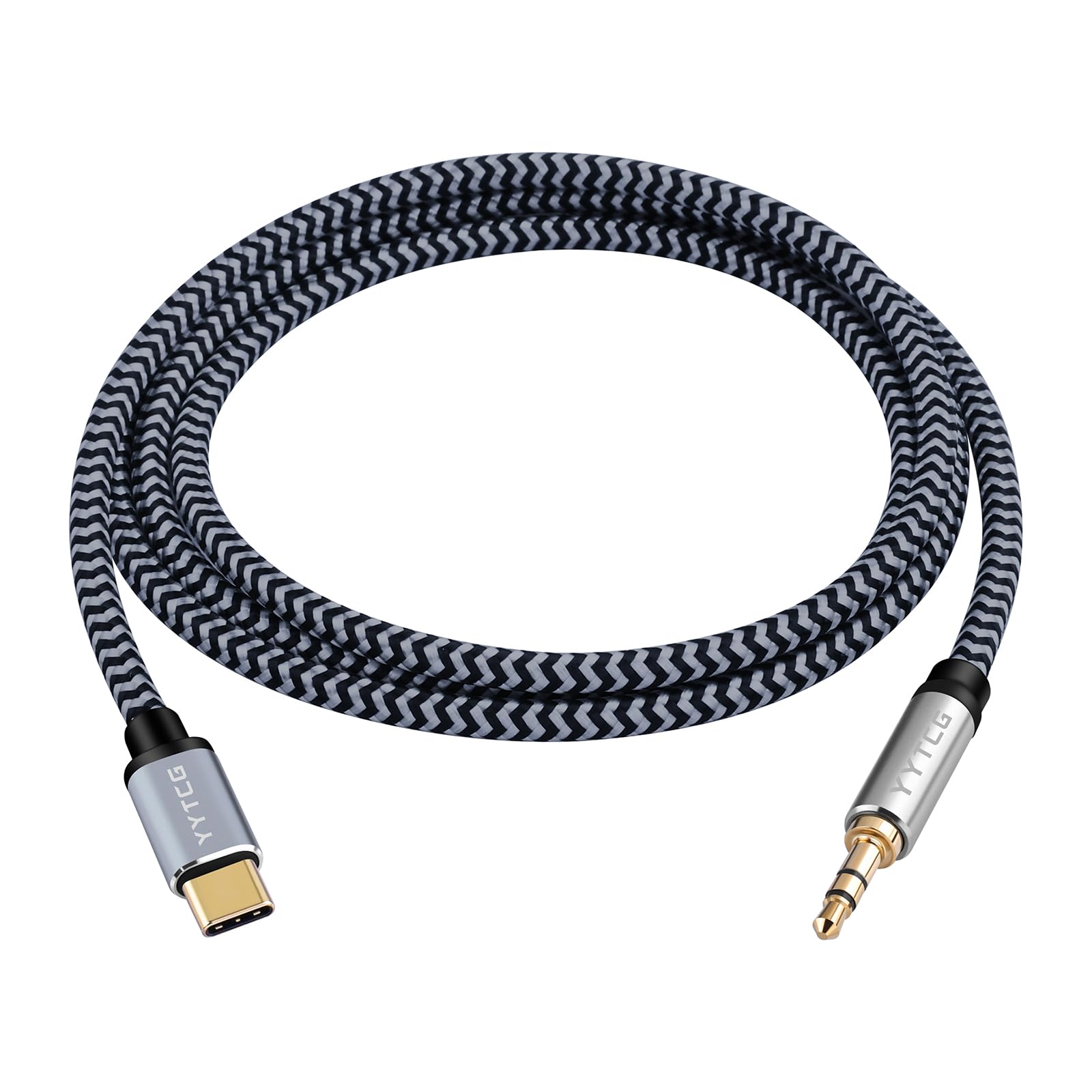 Audiophile - Cavo HiFi USB-C a AUX da 3,5 mm, 1,8 m, nucleo OFC 4N, spina placcata oro 24K, nylon intrecciato, compatibile con cuffie/amplificatori per auto/casa
