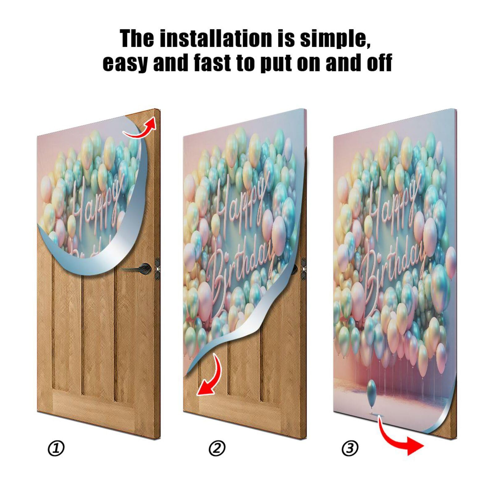 FLildon Birthday Theme Door Cover Decoration, Party Accessory Porch Decor for Festive Ornament Room Door Covers 32 x 79 Inch