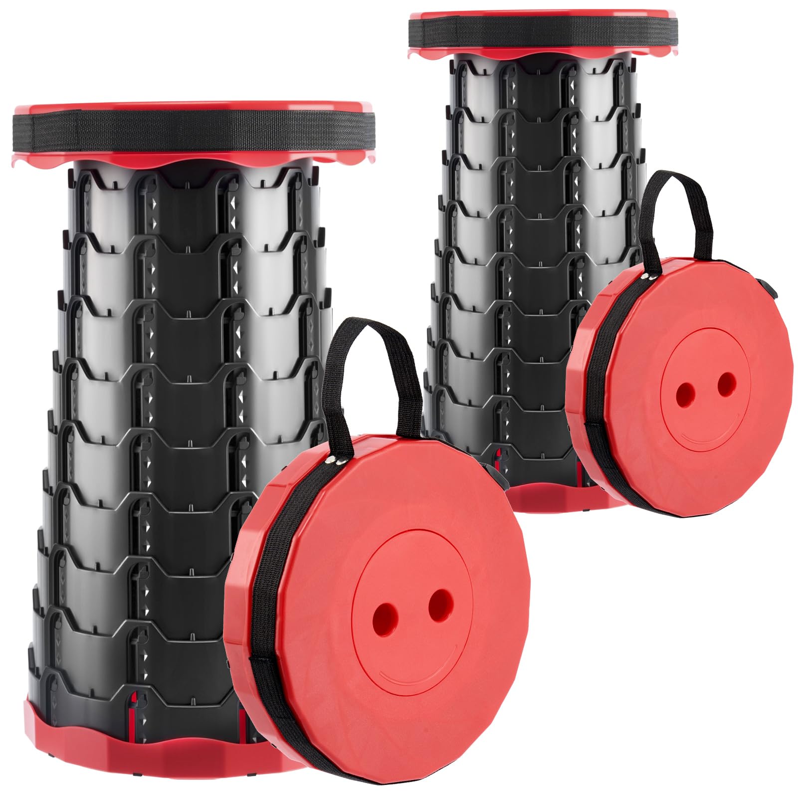 Doseno Taburete plegable mejorado grueso, taburete plegable portátil retráctil para pesca, senderismo, barbacoa, fiestas, actividades al aire libre (rojo) (2)