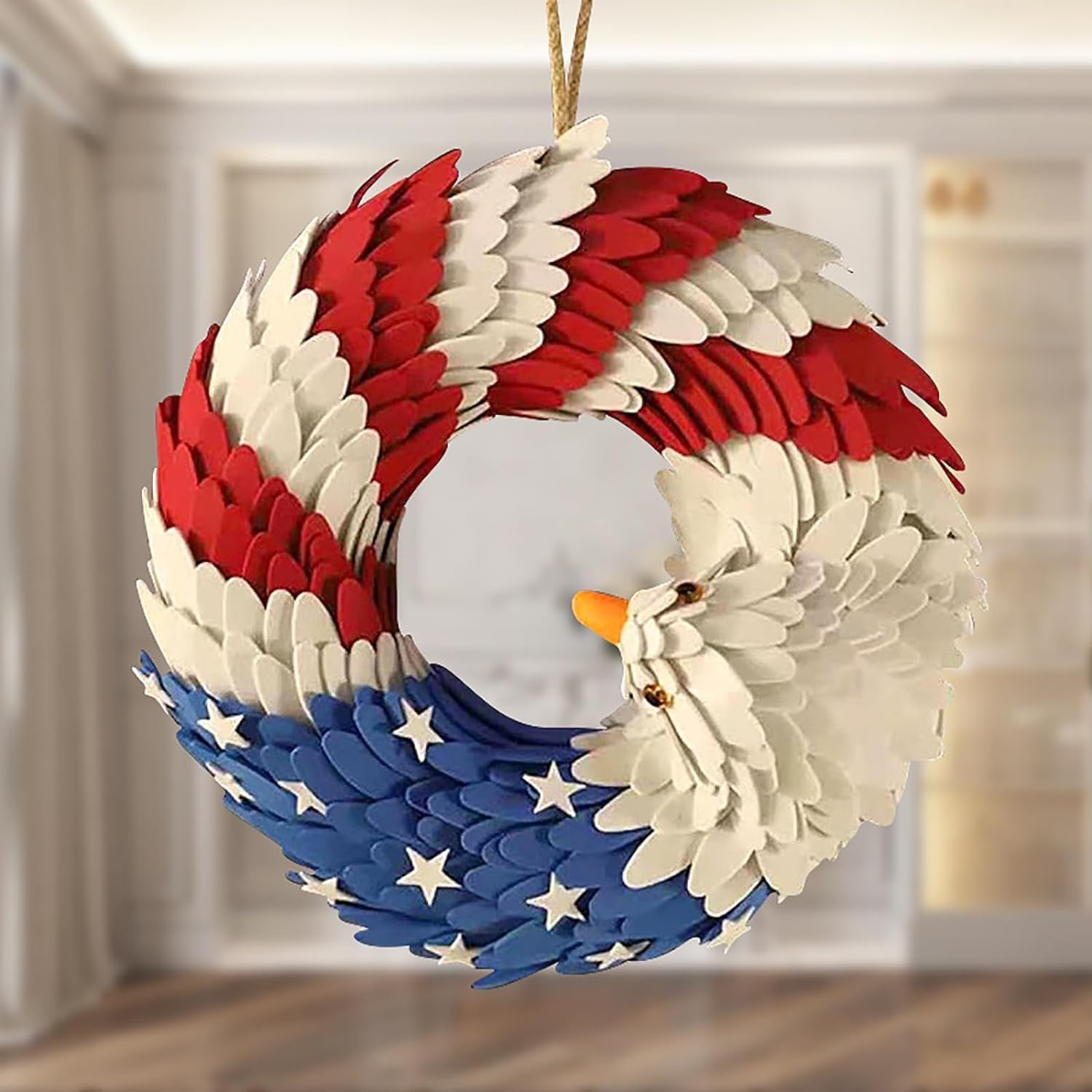 Sherum Brave Wing Wreath, Sherem Brave Wings Wreath, Tiffany Brave Wings Wreath, Naturliva Outfany Libiyi Brave Wings Wreath, 4th of July Wreath for Front Door Window Wall Decoration (12in*12in)
