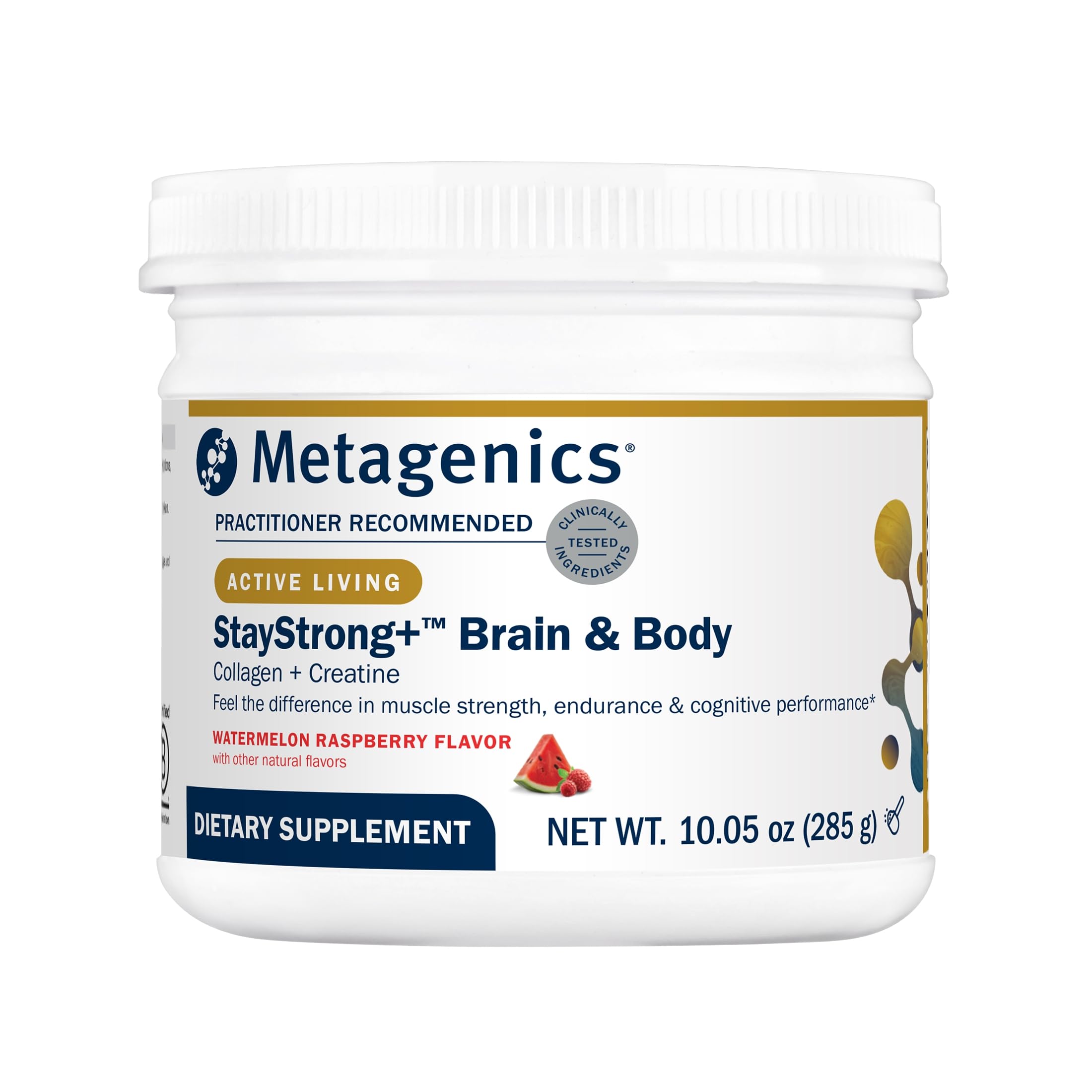 Metagenics Suplemento em pó pós-treino com creatina monohidratada e colágeno Verisol, melancia e framboesa, 30 porções