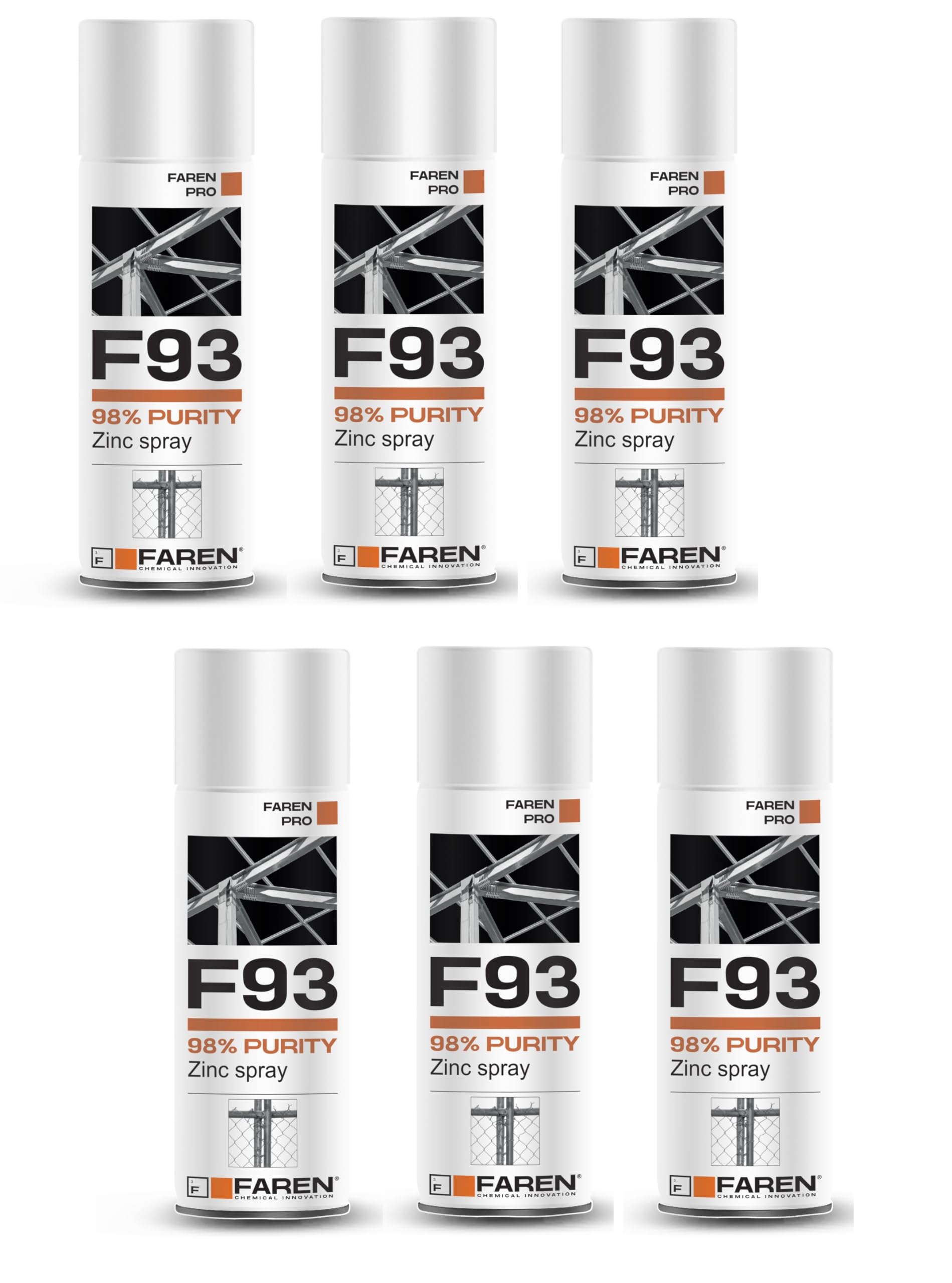 FAREN F93 Zinkspray Reinheit 98%, Kaltverzinkung, Korrosionsschutz, Rostschutz, verleiht einen hellen hellen Farbton, besonders geeignet für die Ausbesserung von geschweißten und oxidierten Teilen,