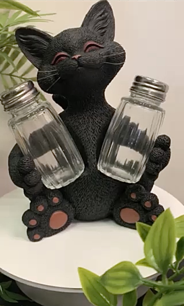 Amazon.com: Whimsical Black Cat Salt and Pepper Shaker Holder