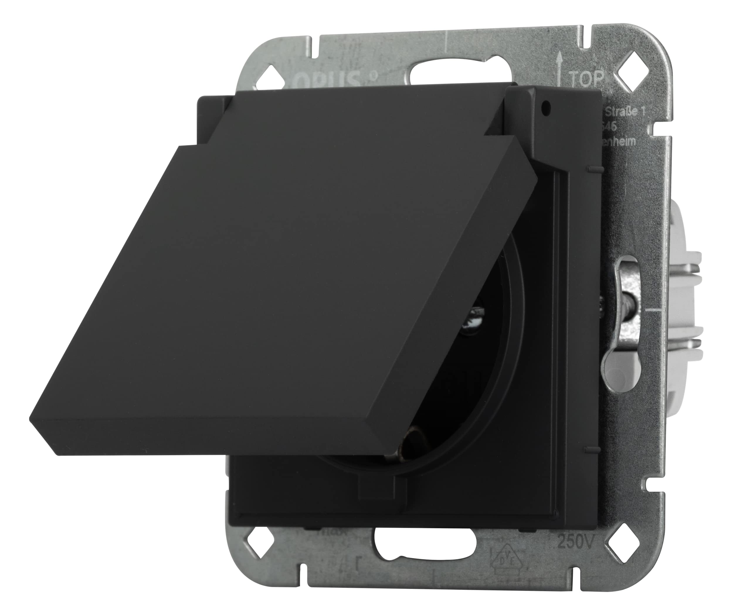 OPUS® 55 Protective Contact Socket Premium with Hinged Lid and Increased Touch Protection Colour Anthracite Silky Gloss - Image 3