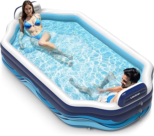 VISTOP Piscina inflable para niños y adultos Piscina grande gruesa de gran tamaño con asientos y respaldos, piscina de agua inflable de verano