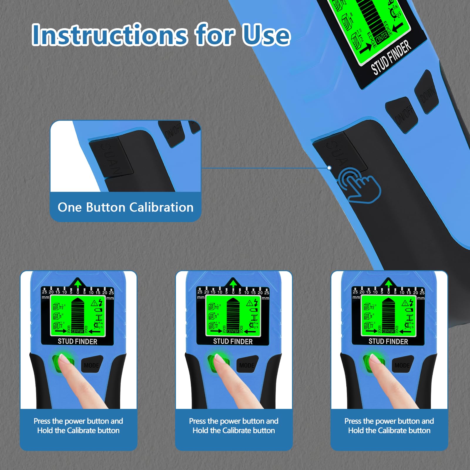 Rilevatore di perni ricaricabile 5 in 1 Stud Finder - Scanner da parete con display LCD e segnale acustico, rilevatore di travi per legno, metallo e cavi elettrici, rilevatore a parete USB per