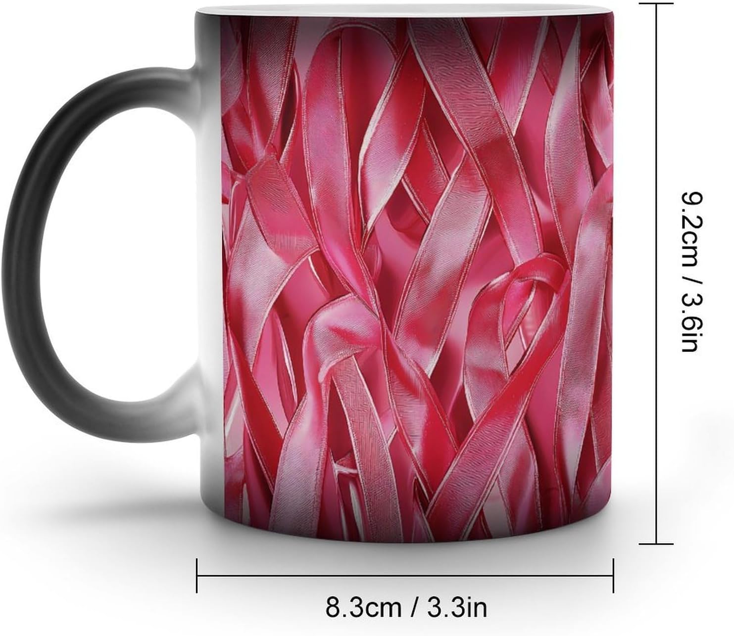 Abstract Breast Cancer Ribbons Color Changing Mug Heated Ceramic Cup Heat Sensitive Coffee Mug Fun Gift