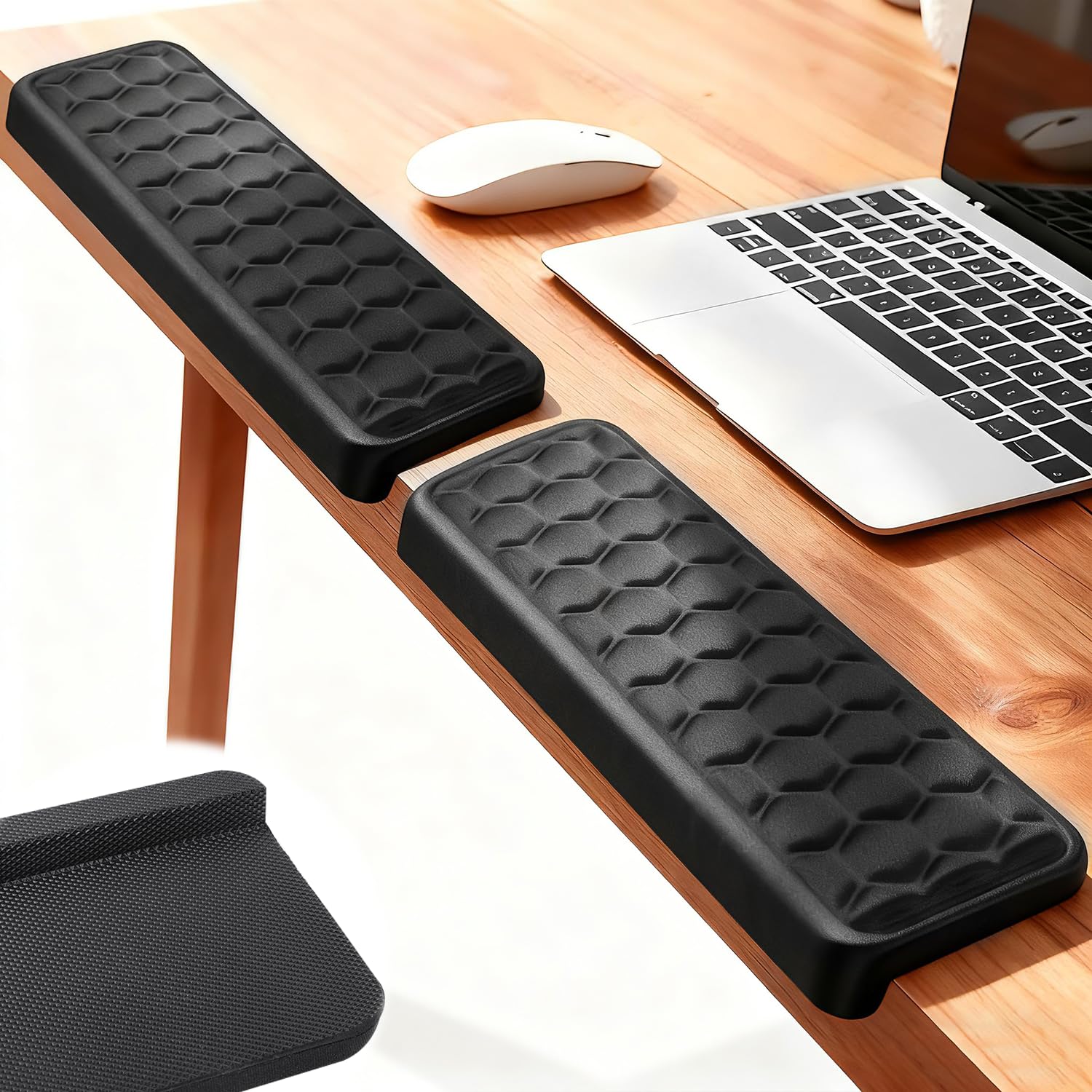 Handballenauflage Tastatur 2Stk L-Förmige Handauflage Tastatur 30 * 10cm Handgelenkauflage Maus Tastaturs Pad Ergonomische Schreibtisch Ellenbogen Memory Schaum Armauflage für Schreibtisch