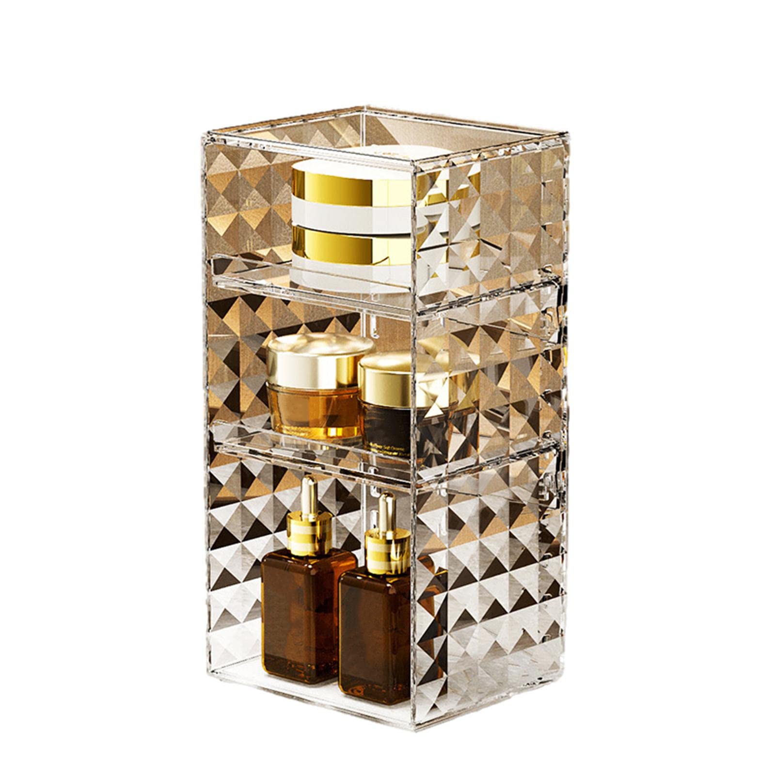 Jextou Cosmetic Storage Box - Makeup Organizer Display Box Cases,Portable Cosmetic Box for Desktop, Makeup Storage Display Cube for Lipliners, Lipsticks, Concealers