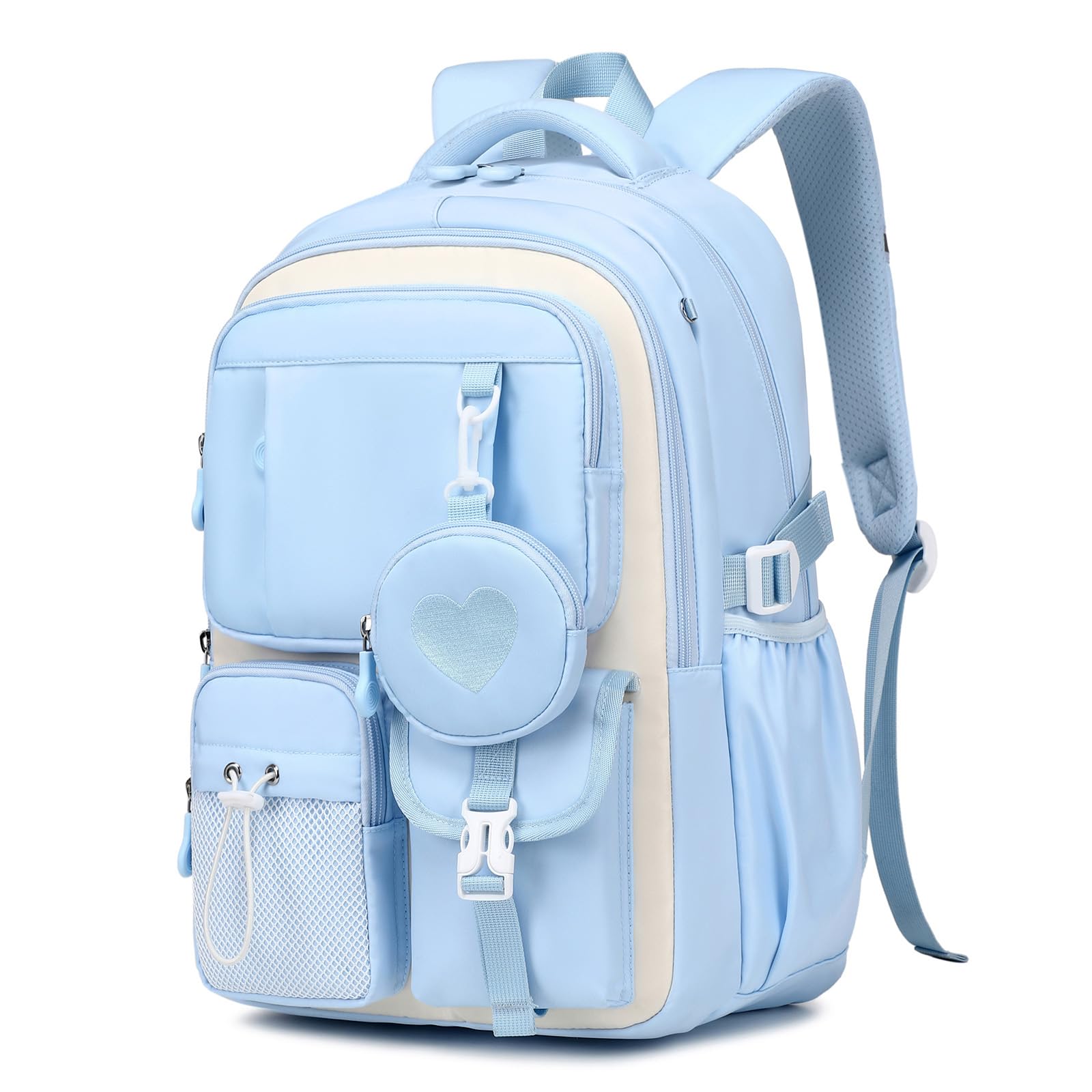 Sisipoet Cartable Fille Primaire, Sac à dos Enfant Respirant avec Bandes Réfléchissantes, Sac d'école Ergonomique Portefeuille Amovible, Sac à dos Adolescent Fille Léger pour École et Voyage