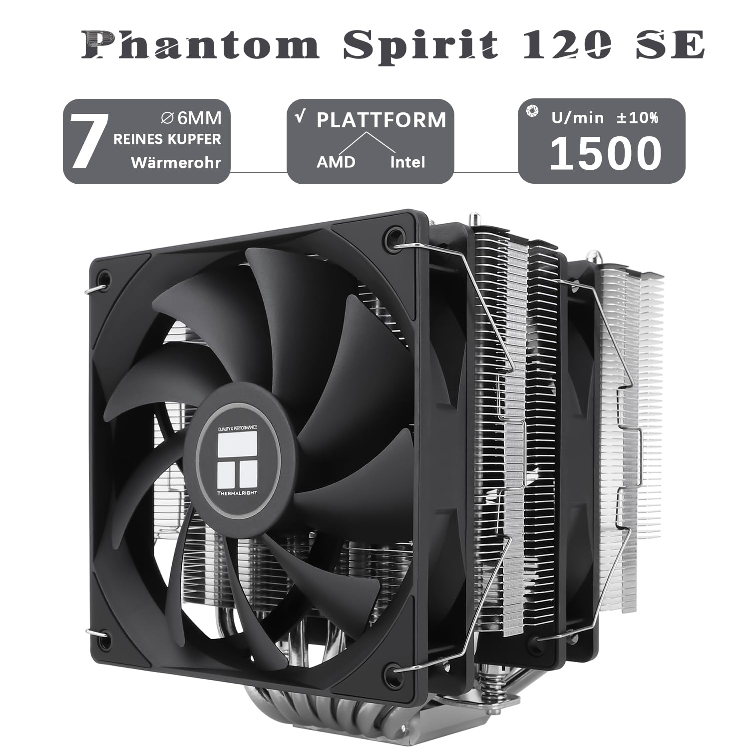 TR-Thermalright Phantom Spirit 120 SE - Radiatore CPU a doppia torre con 7 tubi di calore, Dual TL-C12B V2 PWM, per AM5/AM4, Intel lga1851/1700/115x/1200,154 mm