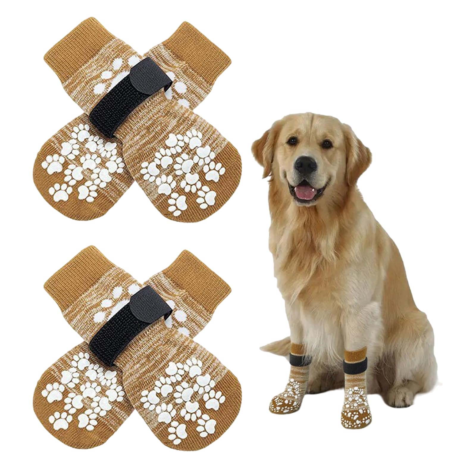 4 works of Non-Slip Dog Socks with Grip to Prevent Dogs from Licking their Paws, Suitable for Hardwood Floors Large Size