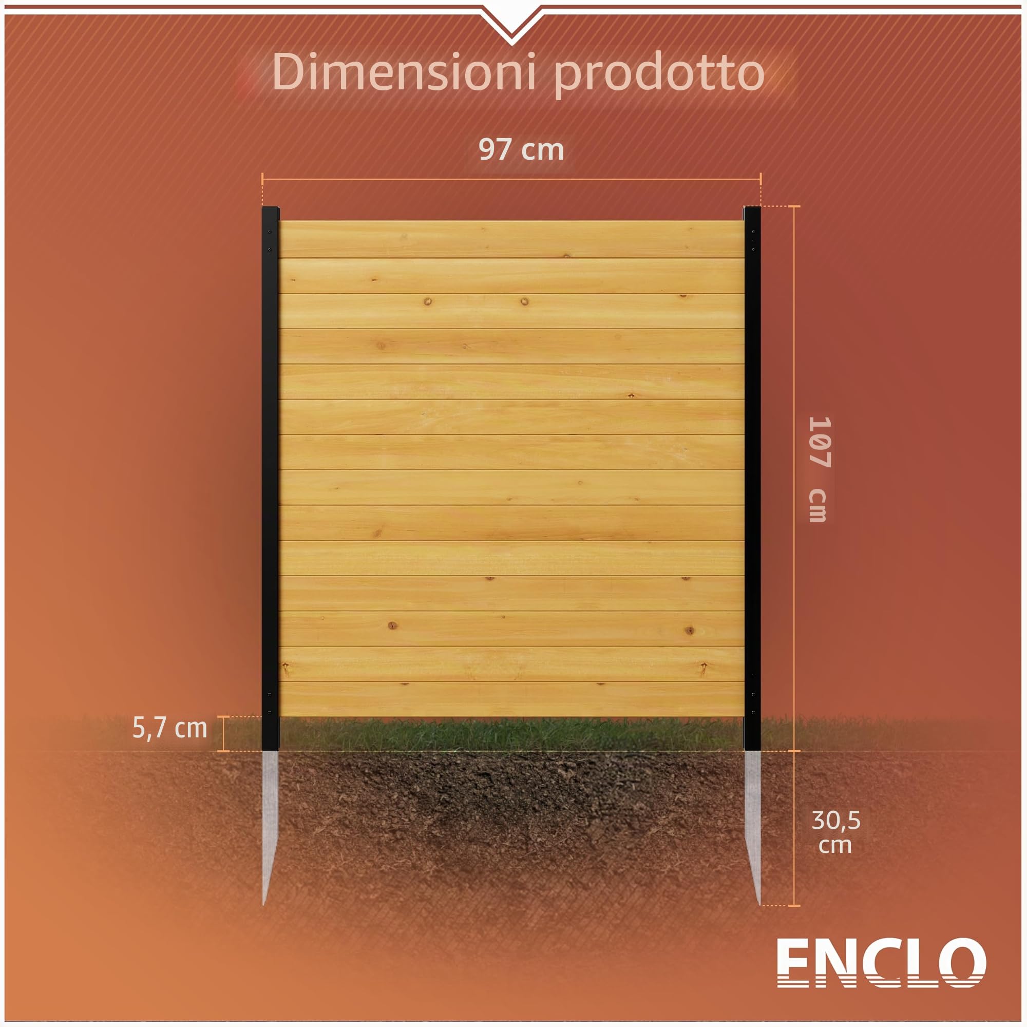 Enclo Privacy Screens EC18008 Richmond Wood Outdoor Privacy Fence Screen Screen No-Dig Kit 96,5 cm W x 106,7 cm H, Cedro (2 pannelli)
