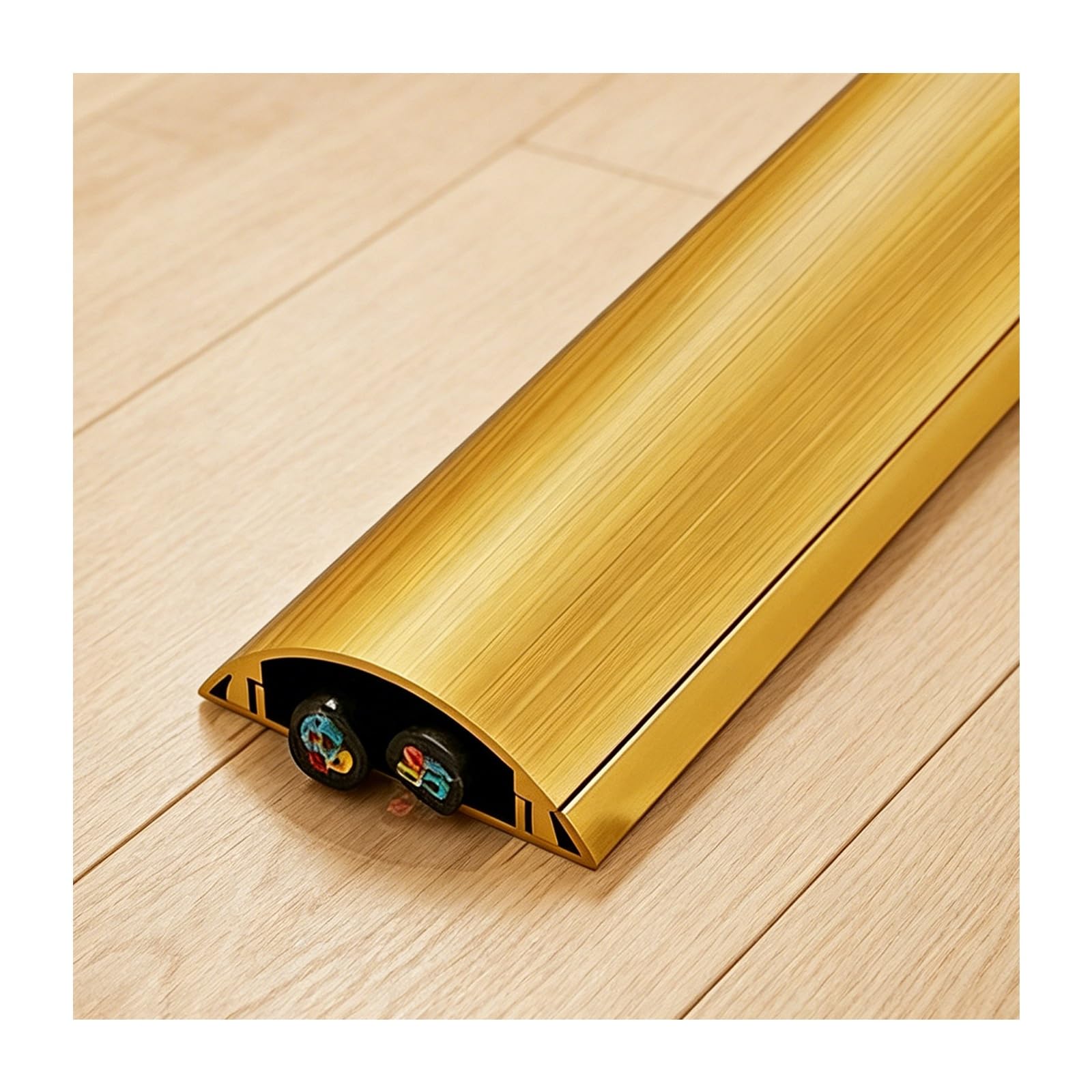 Pasacables Suelo，Canaleta para Cables De Suelo，Respaldo Autoadhesivo para una fácil instalación.Adecuado para televisores, oficinas, hogares y escritorios.(Gold,No. 5-5m)