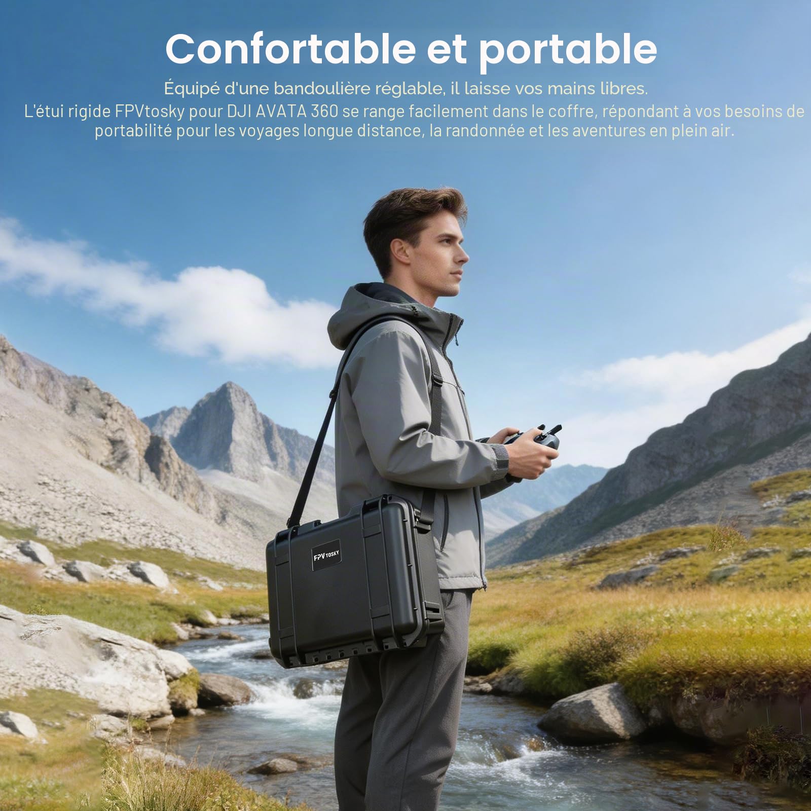 FPVtosky Valise Rigide pour DJI Avata 360 & RC 2 – IP67 Étanche, avec Place pour Tapis d'Atterrissage, Station de Charge Accessoires [UNIQUEMENT LA VALISE]