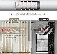 Vista 3 de Barras de cortina blancas para ventanas de 66 a 137 pulgadas, juego de barras opacas resistentes de 5/8 pulgadas, barras de cortina rústicas