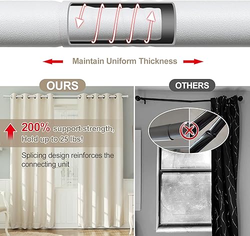 Miniatura 3 de Barras de cortina blancas para ventanas de 28 a 50 pulgadas, juego de barras de cortina resistentes de 58 pulgadas, barras decorativas para cortinas